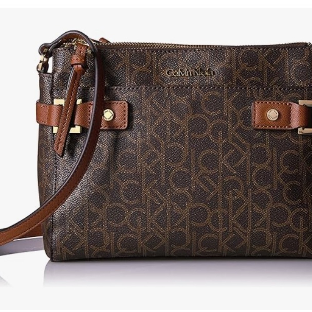 NIP Calvin Klein Brown Monogram Dorothy Crossbody Bag